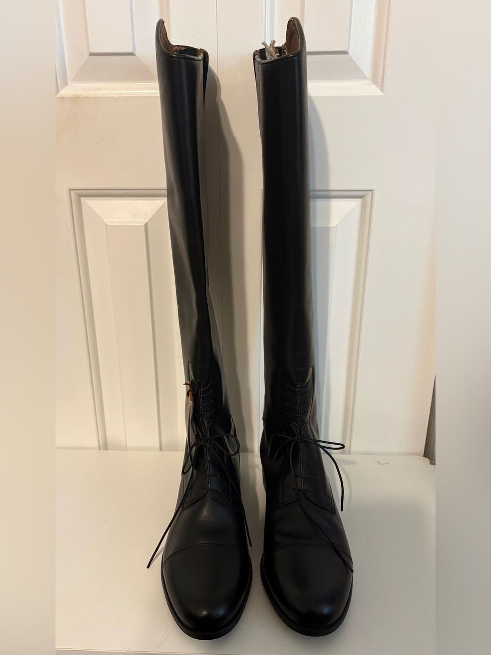 ARIAT Tall Black Lace Front, Zip Back Leather Equestrian Riding Boots, NWT